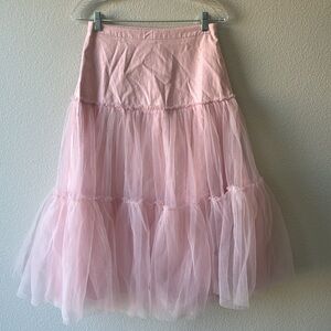ee:some Tiered Pinky Mesh Maxi Skirt Size Small EUC
